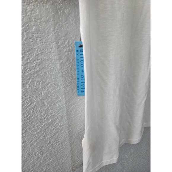 Nwt Alice&Oliva Cream Cotton Blend  Top W/ Puff/ Ruffled Silk Short Sleeves Sz S - Picture 3 of 7